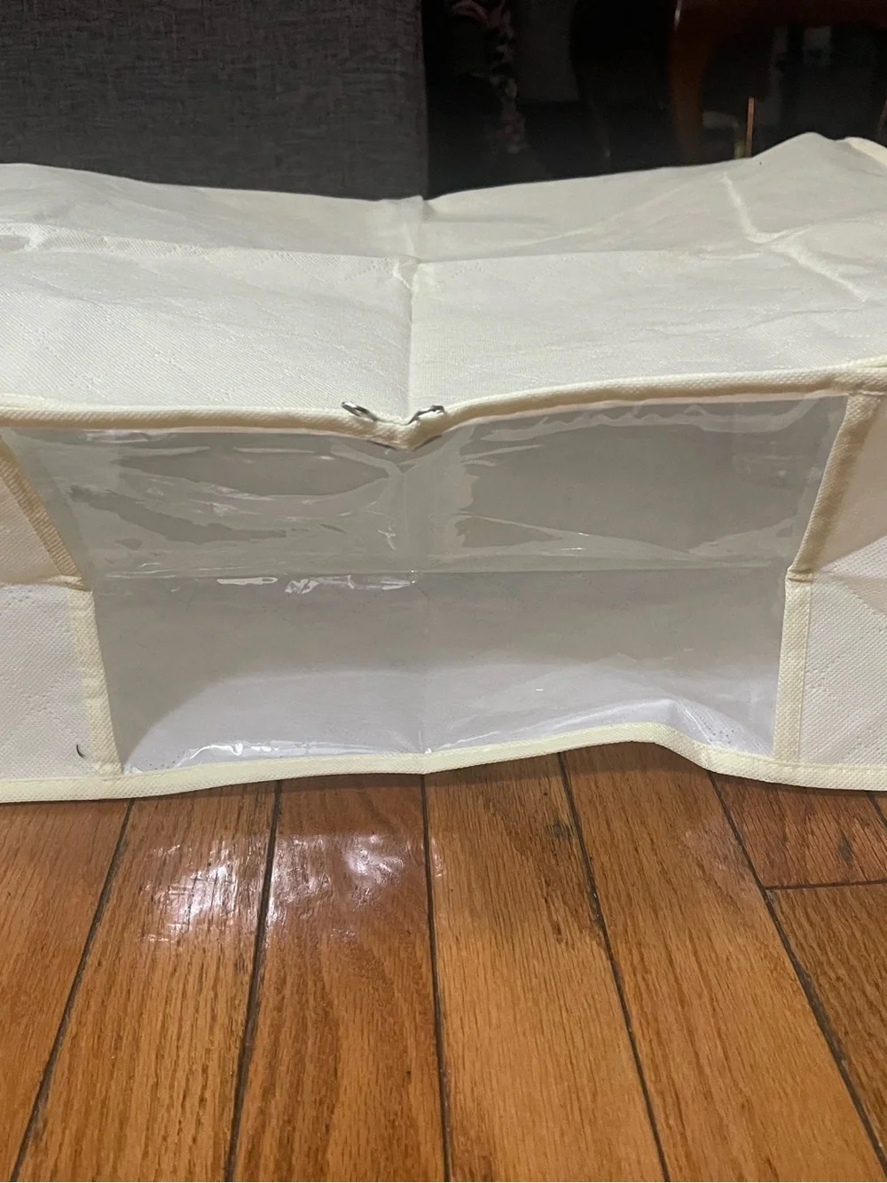Amazon Cream Fabric Storage Bin with Clear Front Window. 6 pieces 4 large